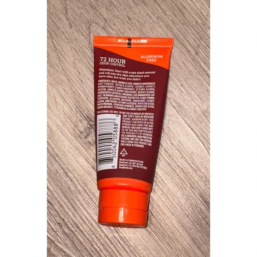 Mando Whole Body Deodorant for Men Invisible Cream Aluminum Free Bourbon Leather